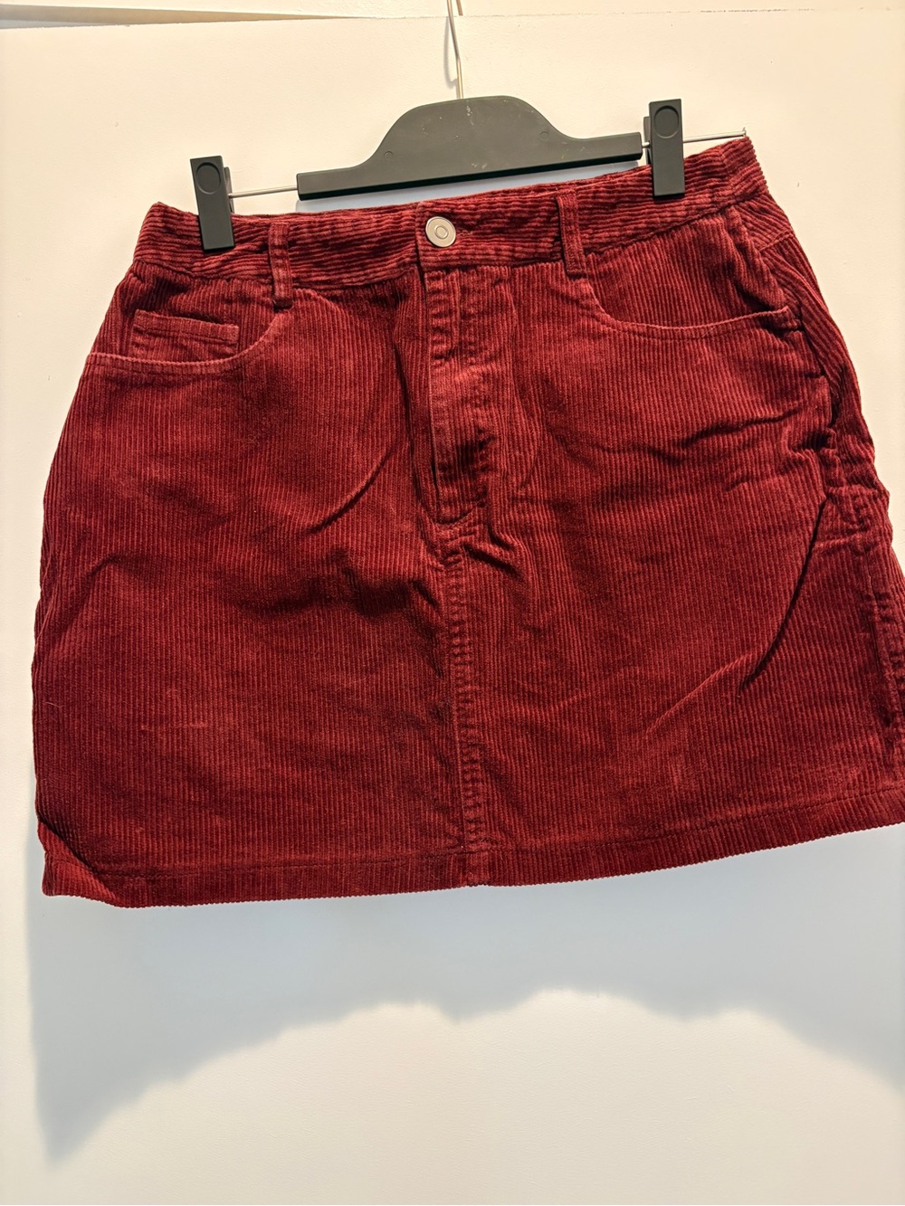 New Look Corduroy Mini Skirt in Burgundy
